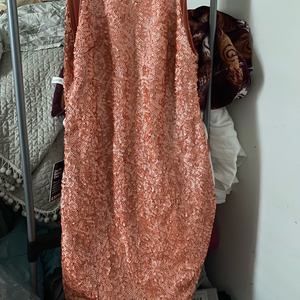 Coral sequin dress
